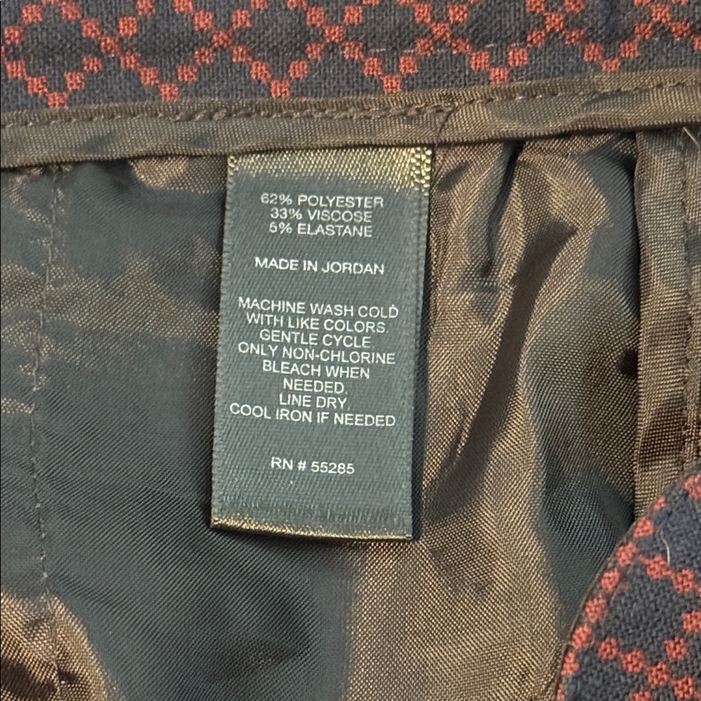 Express Women's Columnist Mid Rise Ankle Pant Navy Berry Diamond Pattern Size 6 - Picture 10 of 14